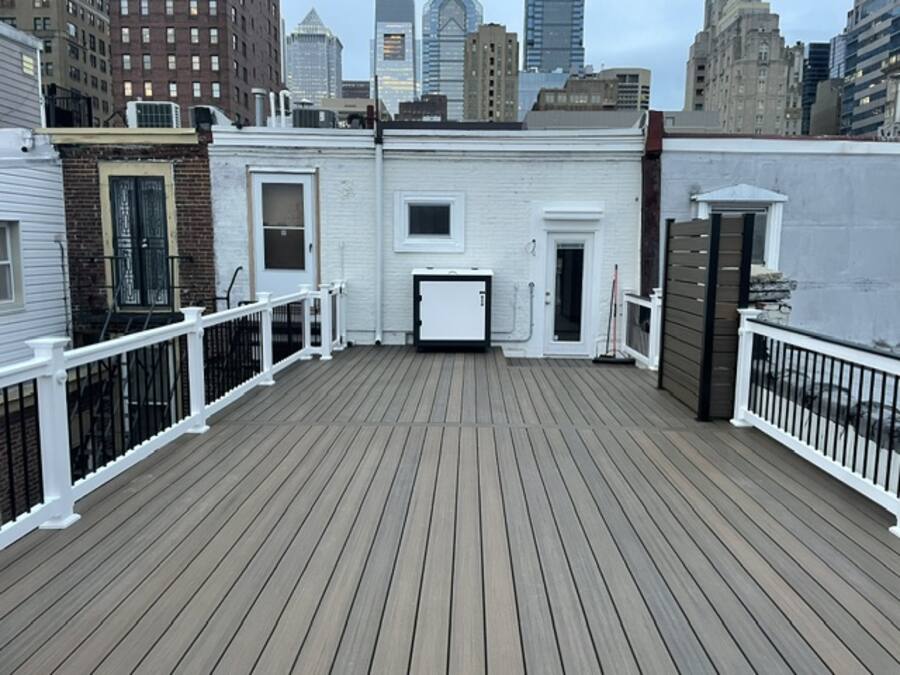 Charcoal deck white rail